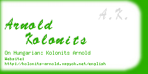 arnold kolonits business card